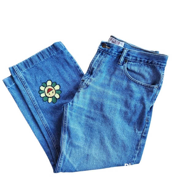 Big Mac Workwear Denim 5 Pocketed Jeans with Leg Embellished Art 34 X 30 - Picture 6 of 11